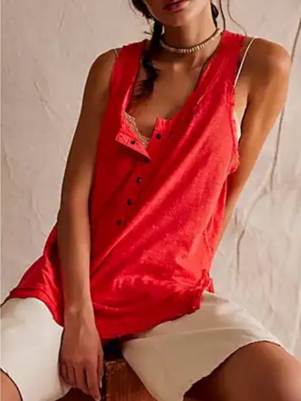 We The Free Distressed Linen Tank Top Shirt L Free People